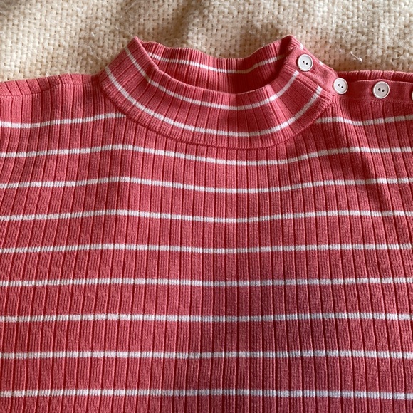 Talbots 2X summer short sleeve sweater Peach and white stripe - Picture 4 of 6
